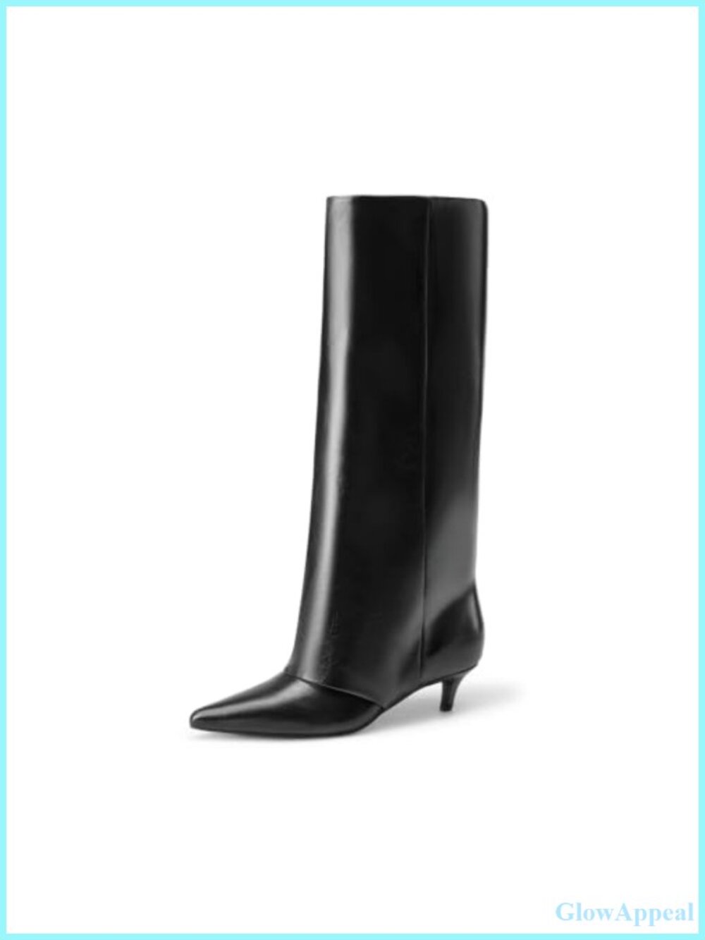 Fold-Over Knee High Faux Leather Kitten Heel Boots for Women
